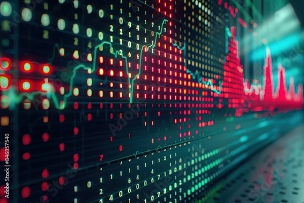 Fototapeta Stock market chart on LED display concept