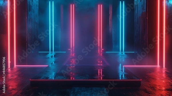 Fototapeta Abstract background. Geometric art design. Modern. Futuristic technology concept. Suit for poster, cover, banner, brochure, website ,abstract with vibrant colors and textures, Gen by AI