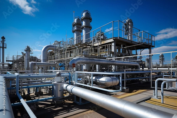 Obraz Natural gas pipe line processing compressor station