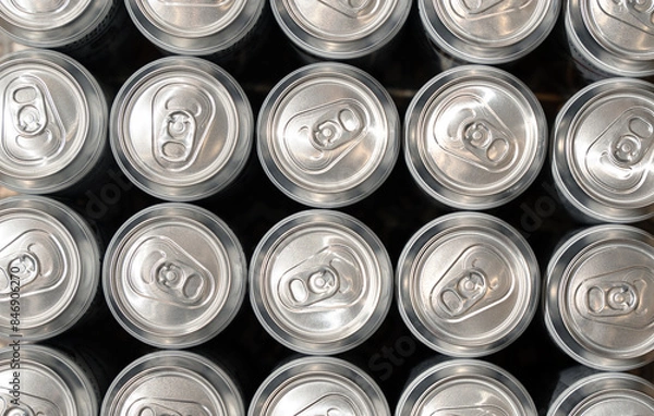 Obraz Canned beer storage background top view