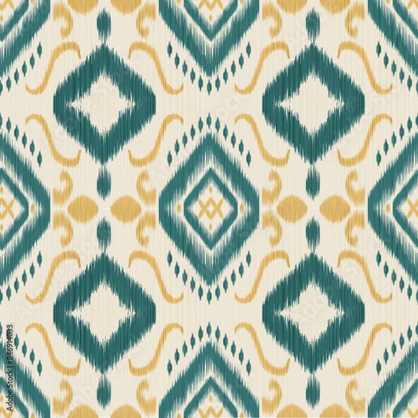 Obraz Ikat abstract ethnic art, Seamless pattern in tribal, folk embrodidery, and Mexican style.