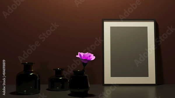 Fototapeta vases on the shelf, 3d