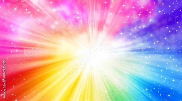 Fototapeta Radiant colorful explosion of light sparkling stars magical vibrant background