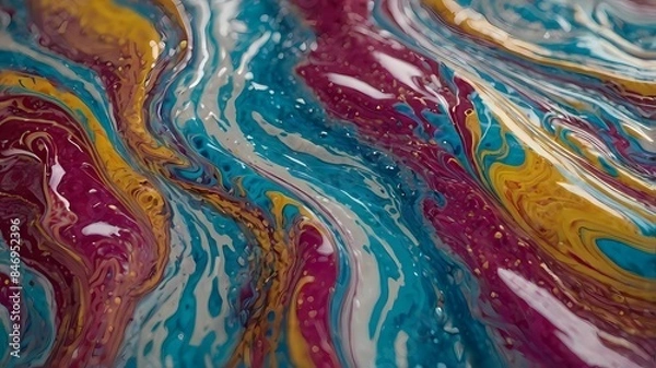 Fototapeta colorful fabric texture : abstract colorful background with waves a liquid