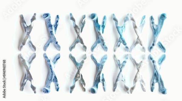 Fototapeta Abstract blue and grey pattern of X shapes against white background, perfect for modern and contemporary designs.
