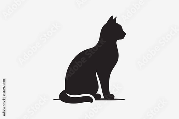 Fototapeta Cat silhouette vector style with white background 