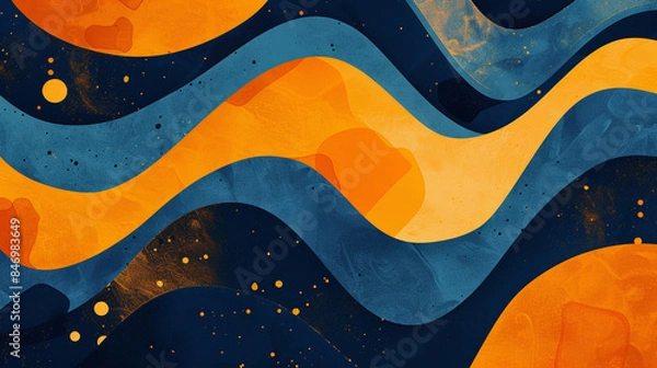 Fototapeta Orange and Indigo retro groovy background presentation design