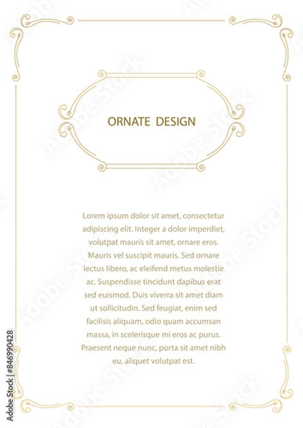Fototapeta Elegant ornate element for Vector ornamental decorative fdesign template, place for text.