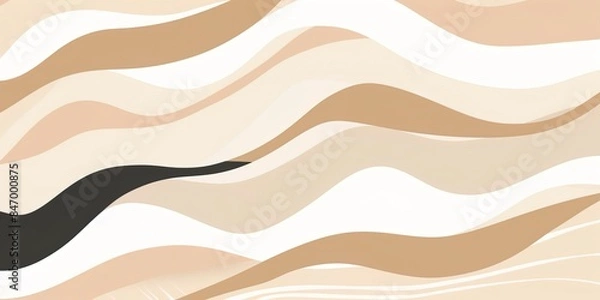 Fototapeta A stylish boho pastel abstract pattern featuring organic shapes and soft pastel colors. This design is with wavy beige and brown lines.