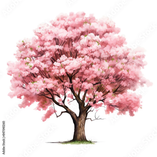 Obraz A cherry blossom tree clipart, tree element, watercolor illustration, isolated