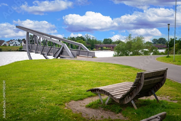 Obraz Aussichtspunkt an der Neckarwiese Ladenburg