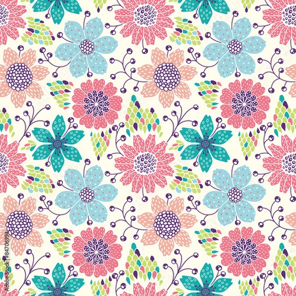 Fototapeta Seamless floral pattern