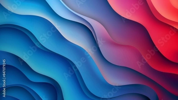 Fototapeta Red and blue abstract gradient background. Wavy gradient wallpaper illustration.