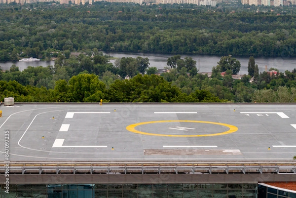 Obraz Helicopters landing area on roof of building ....