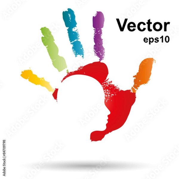 Obraz Vector conceptual abstract human child hand paint  woman face