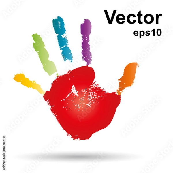 Obraz Vector conceptual child handprint with painted isolated on background