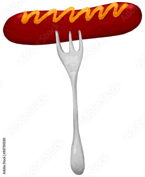 Fototapeta Sausage with fork 