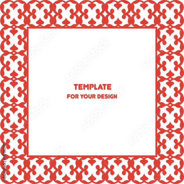 Obraz Frame with classic ornament. Ethnic texture designs can be used for backgrounds, motifs, textile, wallpapers, fabrics, gift wrapping, templates. Vector