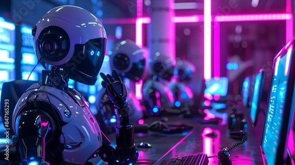 Fototapeta Futuristic robot, AI Generated - 7