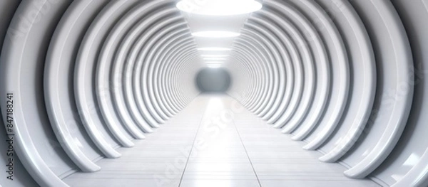 Fototapeta Abstract White Tunnel with Light at the End