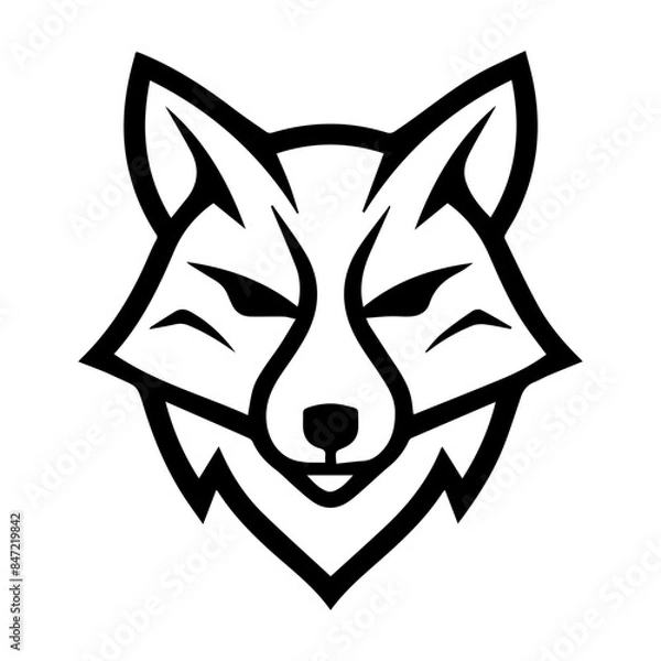 Fototapeta Fox Heraldic logo or modern line icon. Vector line art and icon design with bold outline. Black and white Pixel Perfect minimalistic symbol isolate white background. Creative logotype