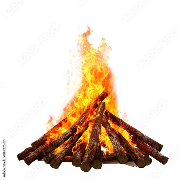 Obraz Big bonfire with flame. Isolated on transparent background.