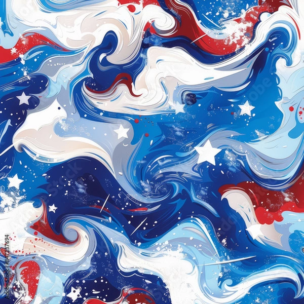 Fototapeta Patriotic Swirl Abstract 4th of July Themed Backgrounds