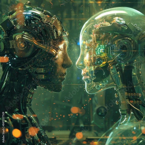 Fototapeta Advanced Artificial Intelligence Meeting in a Cybernetic Environment