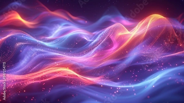 Fototapeta Abstract Digital Art with Flowing Waves