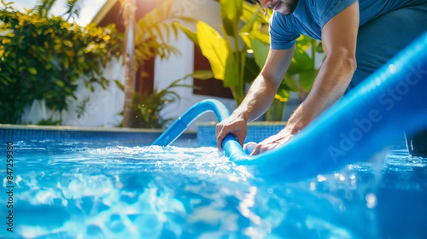 Fototapeta Pool cleaning service dynamic perspective
