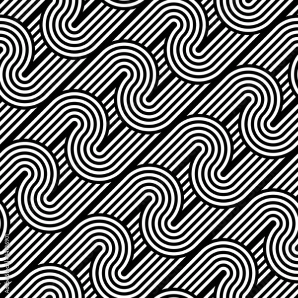 Obraz Design seamless monochrome waving geometric pattern