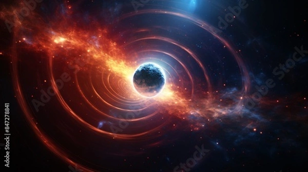 Obraz Abstract space wallpaper features an interstellar catastrophe. A awesome galaxy unfolds in the cosmic astronomy background.