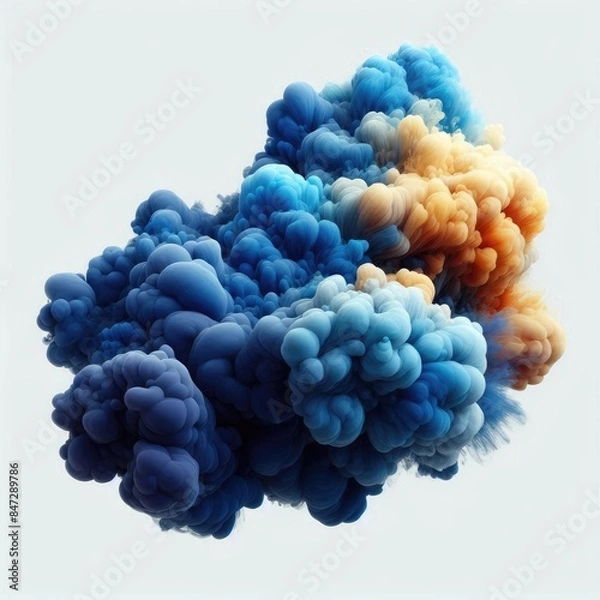 Obraz Color Palette: Smoke Landscape with Blue and Yellow Combination