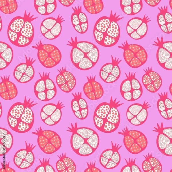 Fototapeta Abstract fruit seamless pomegranate pattern for wrapping paper and fabrics
