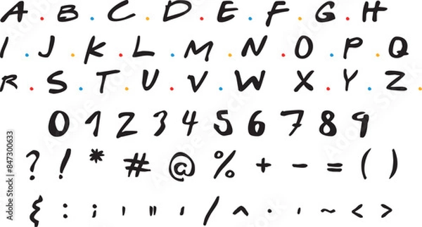 Fototapeta Friends font SVG, Friends digital fonts, Friendship Font Svg, Alphabet Letter, Number, Friends Font Dots, with dots Cricut Files, Png,