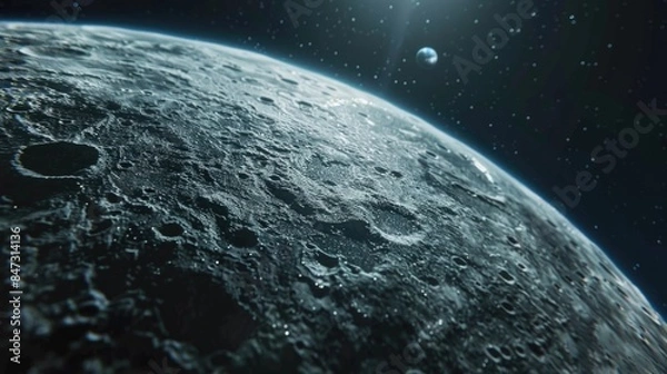 Fototapeta Image shows the view of the moon's surface taken from ground level