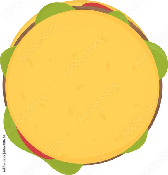 Obraz Burger icon, delicious hamburger fast food. Hamburger emoji with lettuce and tomato. Vector and Illustration for menus brochure poster and fast food icon. Isolated, PNG transparent background