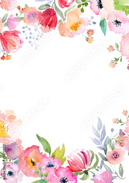 Obraz Szablon karty akwarela róże