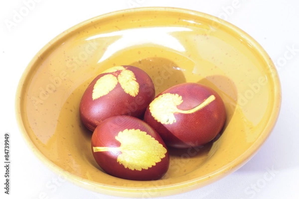 Obraz пасхальные яйца на тарелке