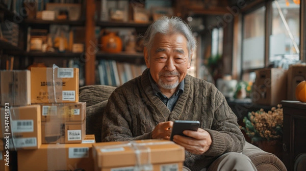 Fototapeta 買い物依存症のシニア男性