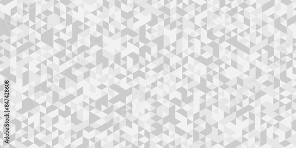 Fototapeta Vector geometric seamless diamond technology white and gray triangle element light background. Abstract digital grid light pattern white Polygon Mosaic triangle, business and corporate background.