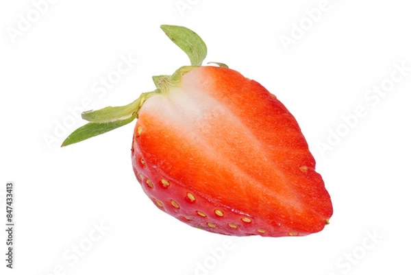 Fototapeta a half slice of red strawberry isolated transparent