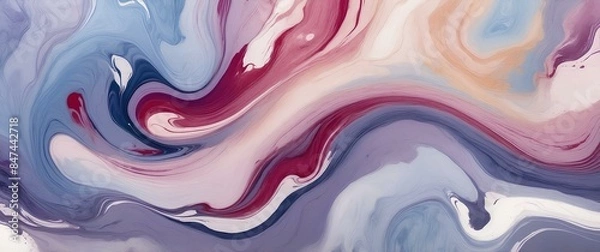 Fototapeta Abstract Fluid Art with Swirling Colors, A captivating abstract fluid art piece featuring swirling hues of blue, purple, and pink, creating a mesmerizing visual effect.