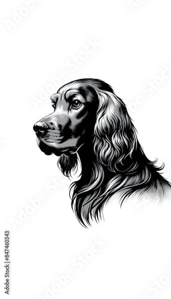 Obraz アイルランドのアイリッシュ・セッターのモノトーン画像。優雅で赤褐色の被毛が特徴的。