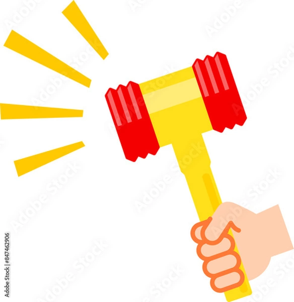 Fototapeta おもちゃのハンマーを持った手