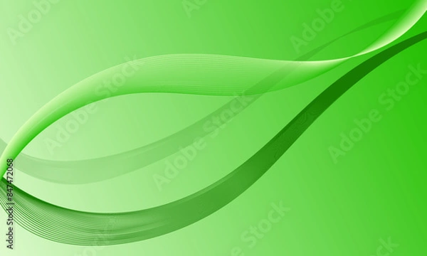 Fototapeta green lines wave curves in smooth gradient abstract background