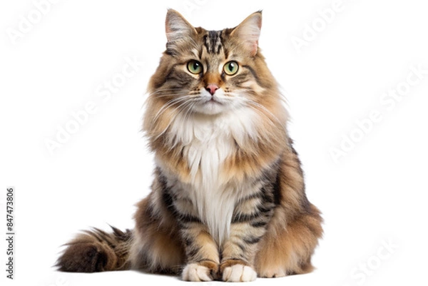 Obraz Majestic Crossbreed Siberian Cat against White Background