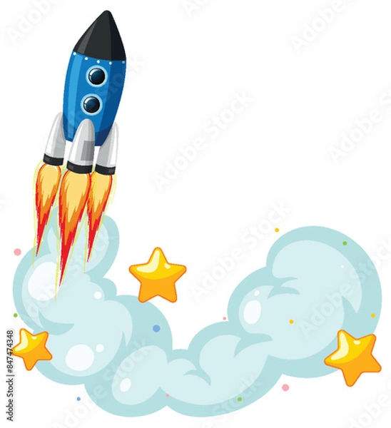 Fototapeta Rocket soaring with stars and smoke trail