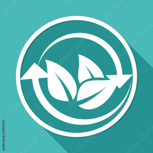 Fototapeta Icon Eco on white circle with a long shadow