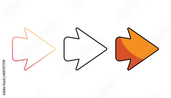 Fototapeta Arrow right icon design with white background stock illustration